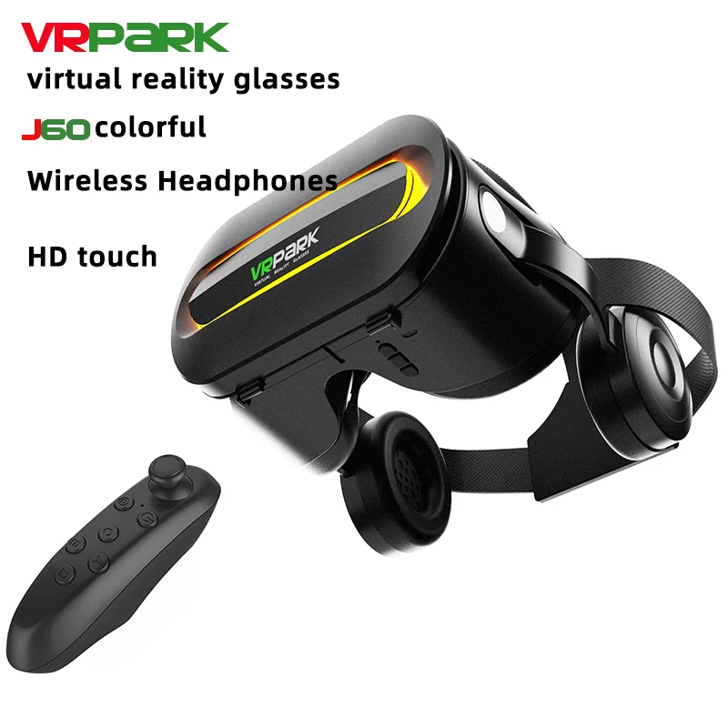 3D VR Headset Virtual Reality Smart Glasses Helmet for Smartphones Cell Phone for 4.5-6.7 inch Binoculars with Controllers