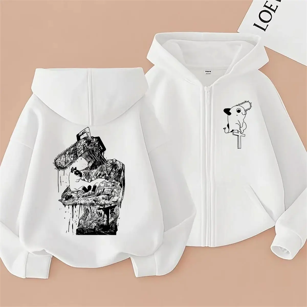 

Anime Chainsaw Man Zipper Hoodie Funny Cartoon Denji Pochita Graphic Hoodies Men Women Manga Casual Oversized Zip Up Jacket Coat