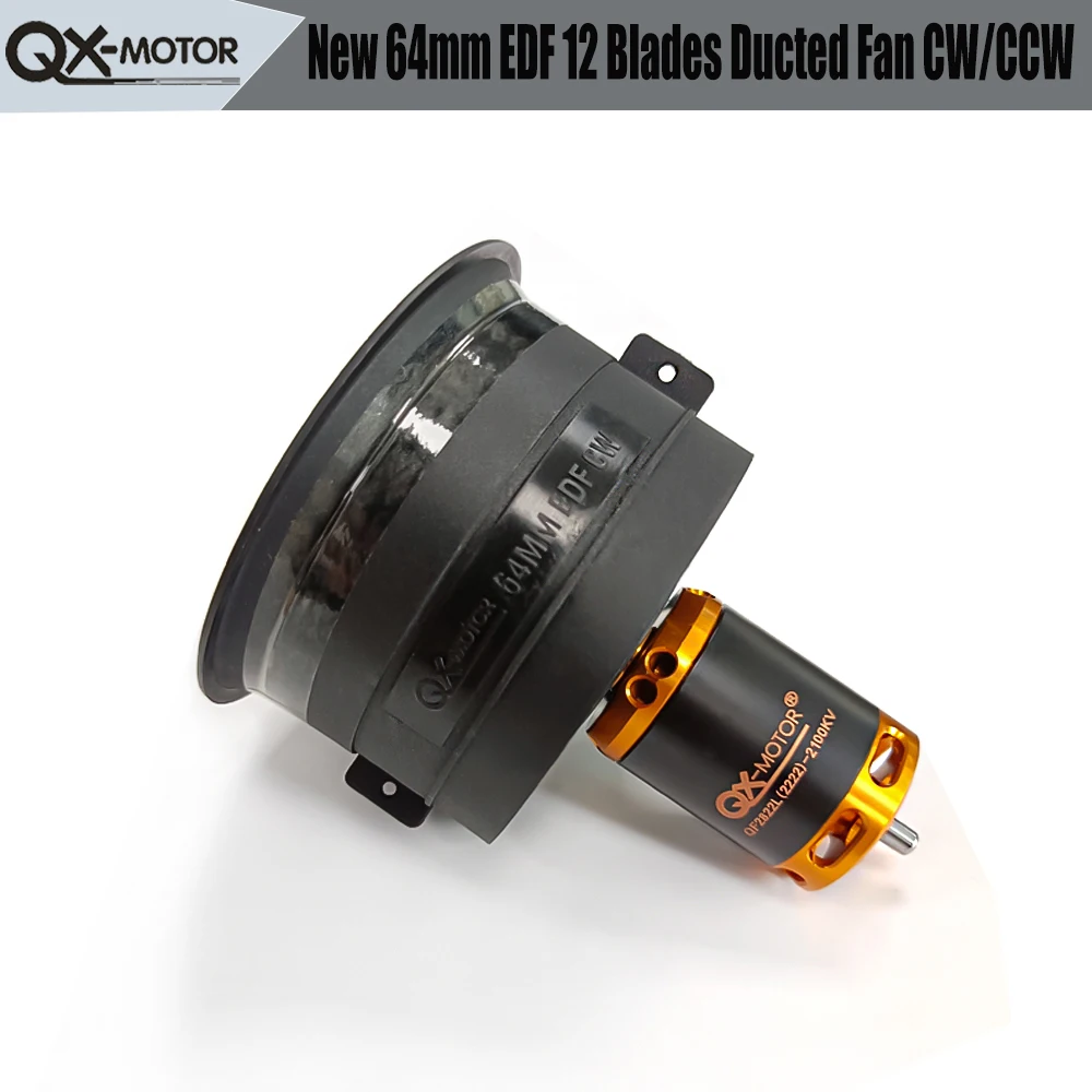 QX-MOTOR nowy 64mm EDF 12 łopatek wentylator kanałowy CW/CCW z QF2822 2100KV 2300KV 3300KV 4300KV bezszczotkowy silnik do zdalnie sterowanej zabawki