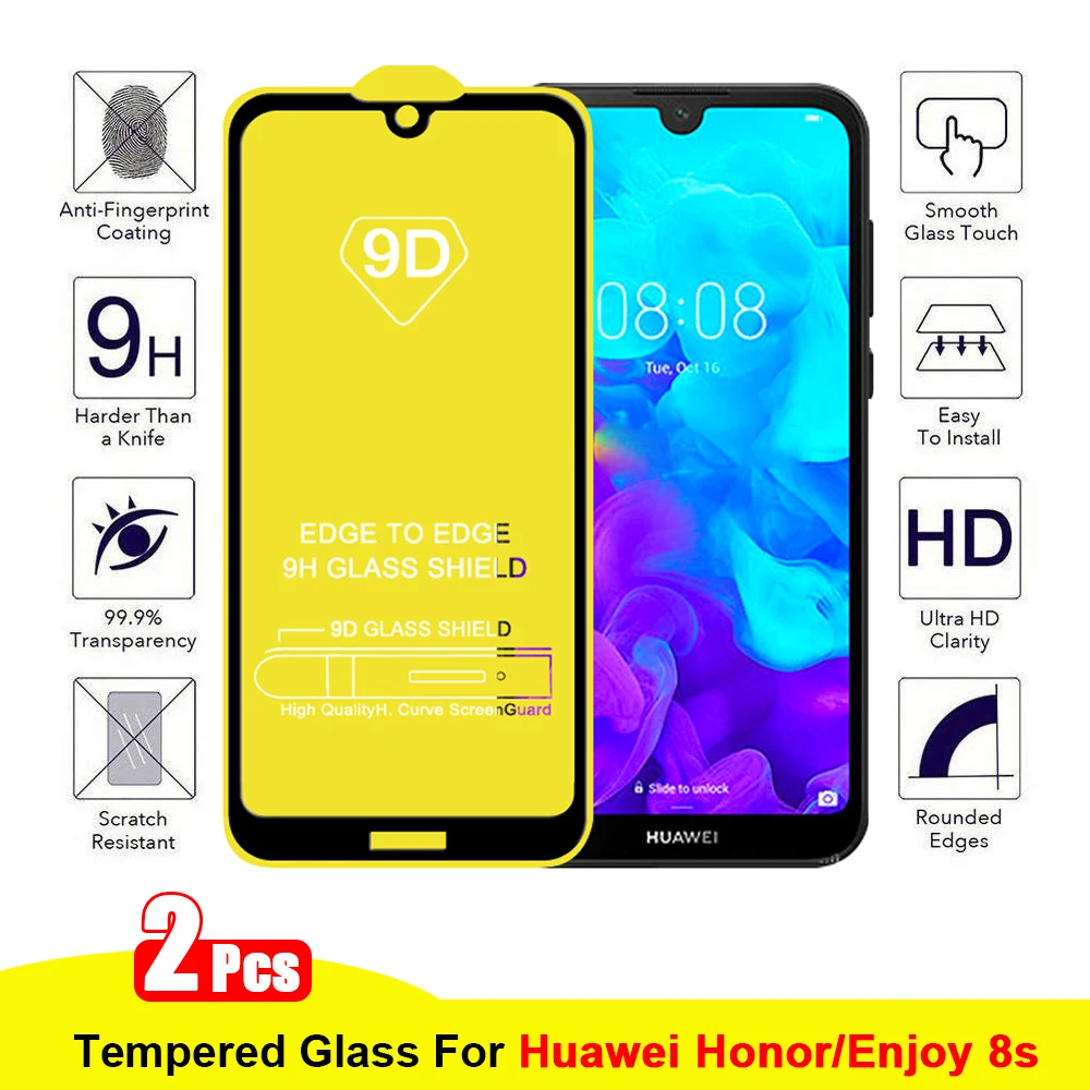 2Pcs For Huawei honor 8s screen protector 9D Full Cover Tempered Glass For hauwei enjoy 8s Protective Glass Film Explosion-proof