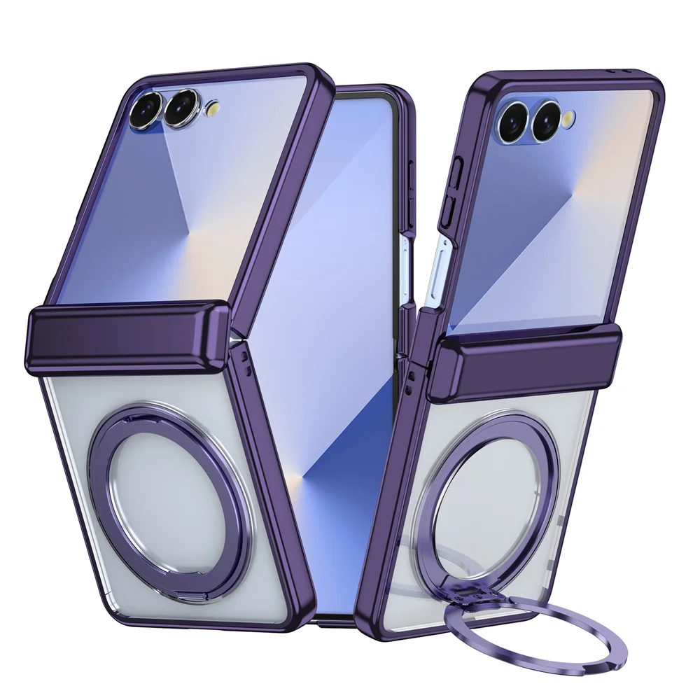 Überzug Transparent Für Magsafe Magnetische Ring Halter Telefon Fall mit Scharnier Schutz Für Samsung Galaxy Z Flip 7, 6, 5, 5G Abdeckung