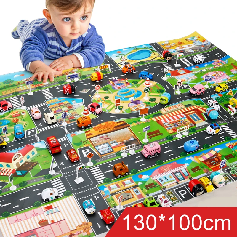 Baby Crawling Mat Games Mat Outdoor Camping Mat Pretend Play Simulated Traffic Scenarios Urban Transportation Road Signs TMZ