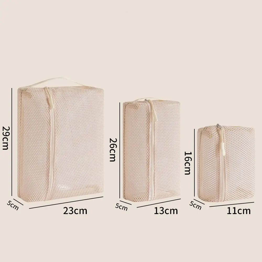 Casual Nylon Storage Pouch With Zipper Mesh Mesh Pouch Multipurpose Hand-held Toiletry Wash Bags Women