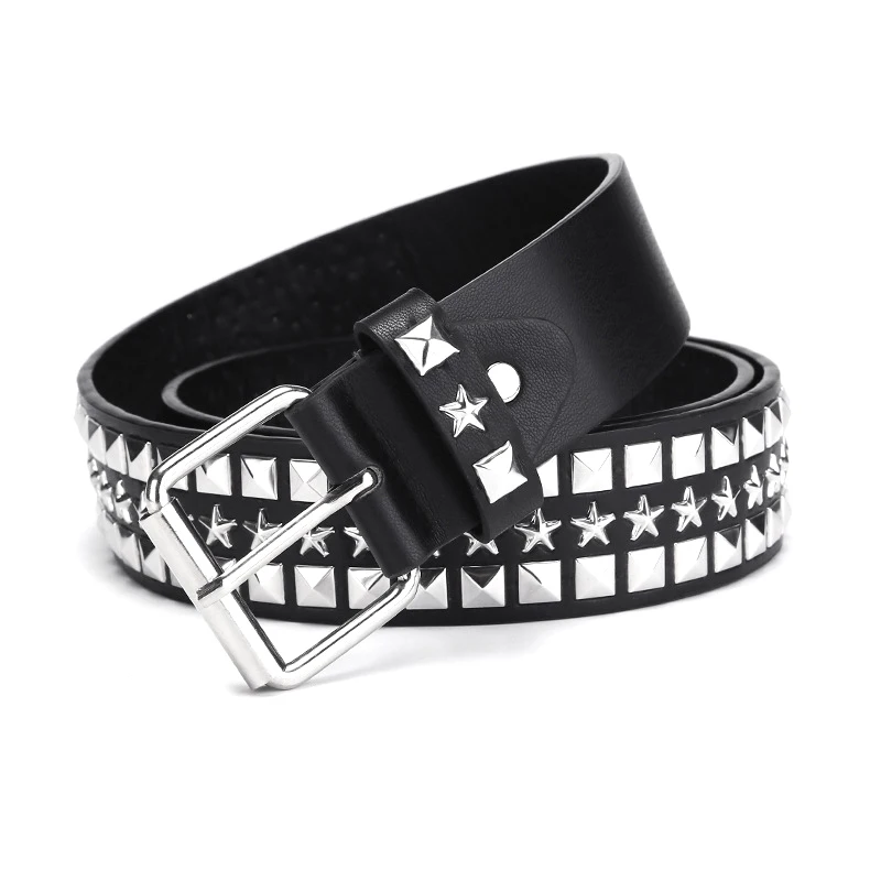 Metal Pyramid Belt New Square Bead Rivet Belt Men And Women Punk Hardware Jeans Y2K Belt Women's Belts