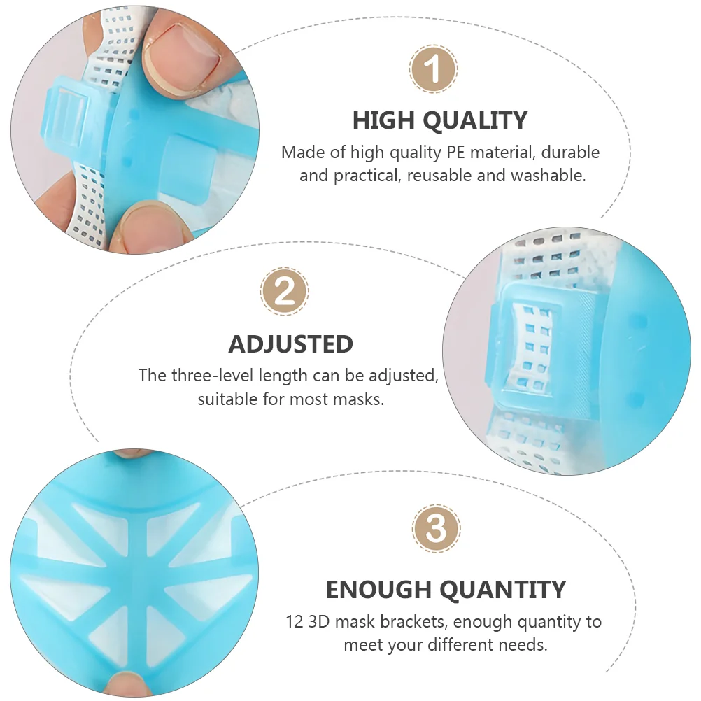 12 Pcs Masks Bracket Face Inner Support Frame 3D Blue Lipstick Protection Stand Nose Mouth