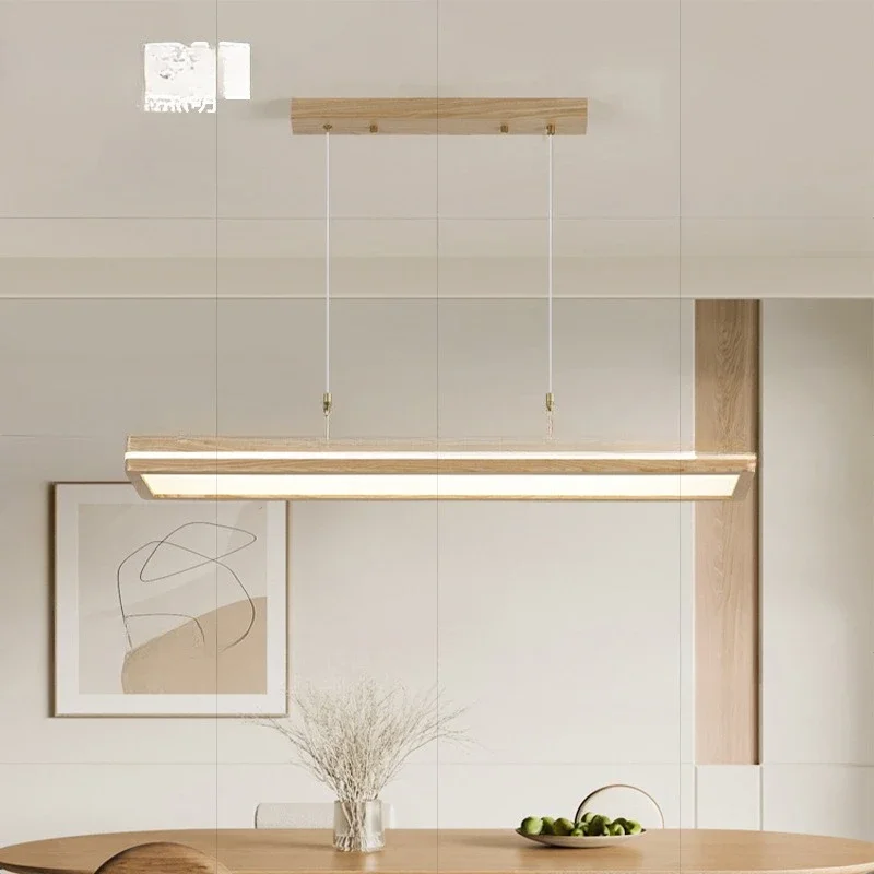 Log wind restaurant chandelier ash wood strip full spectrum