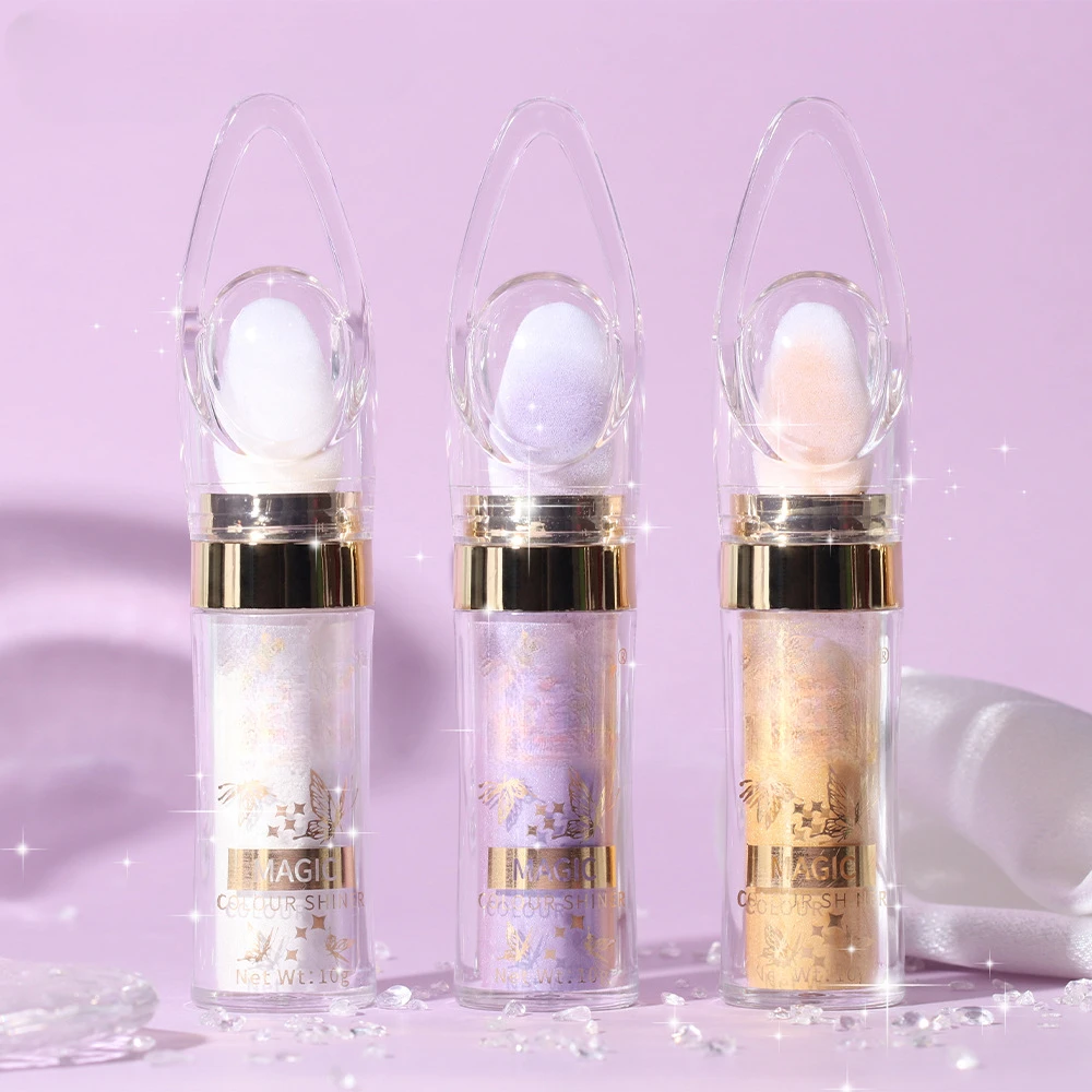 1PC Shimmer Fairy Powder White Purple Blue Loose Highlighter Face Body Glitter Wand Makeup Bronzer Illuminator Cosmetic