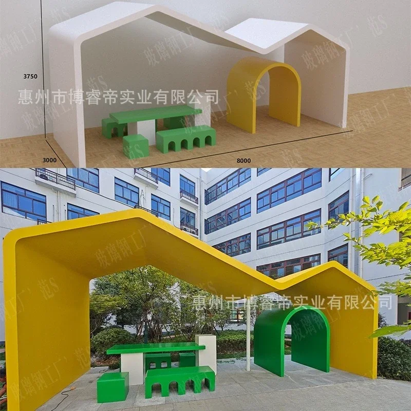 Outdoor FRP school gazebo garden garden landscape corridor special-shaped courtyard decoration sunshade pavilion