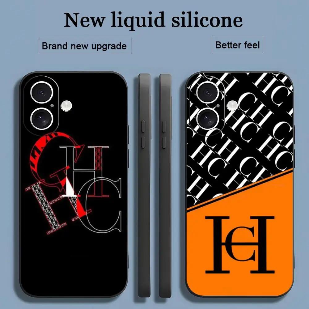 Funda de lujo para teléfono CH Caro-linAS LOOG para iPhone 17 16 15 14 13 12 11 X XR XS 8 Plus Mini Pro Max, funda suave negra a prueba de golpes