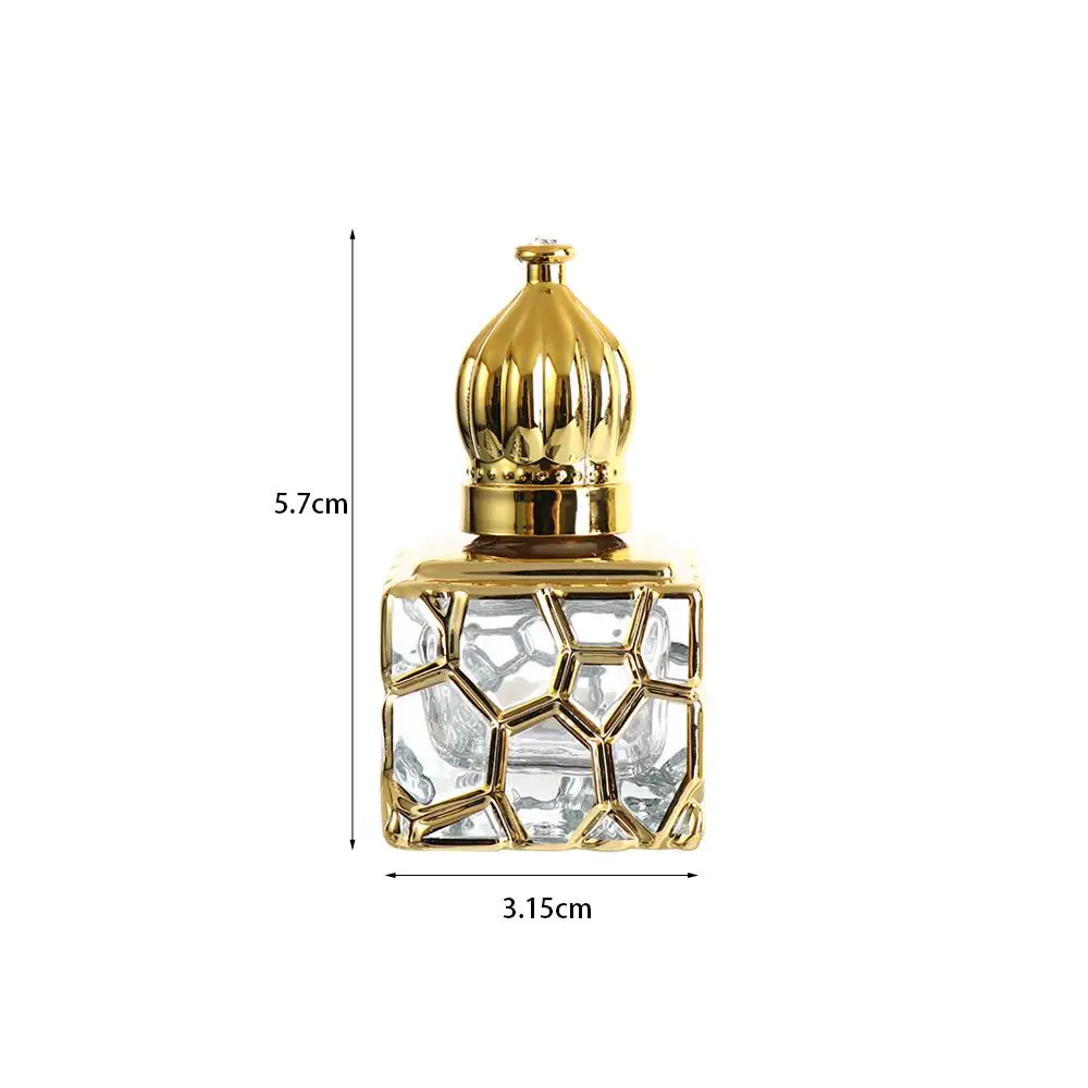 10ml Filling Perfume Bottle Crown Shape Matte Liquid Sample Portable Empty Bottle Gold Water Cube Glass Oil Roller Bottle