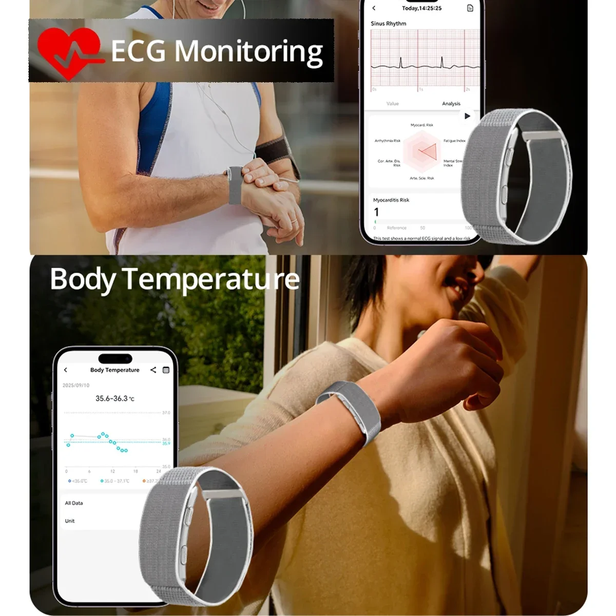 2026 Neues VWAR LOOP X Smart Band SOS Herzfrequenz- und Blutsauerstoffmessung IP68 Wasserdichter Fitness-Tracker Ohne Bildschirm Smart-Armband – Detail 5