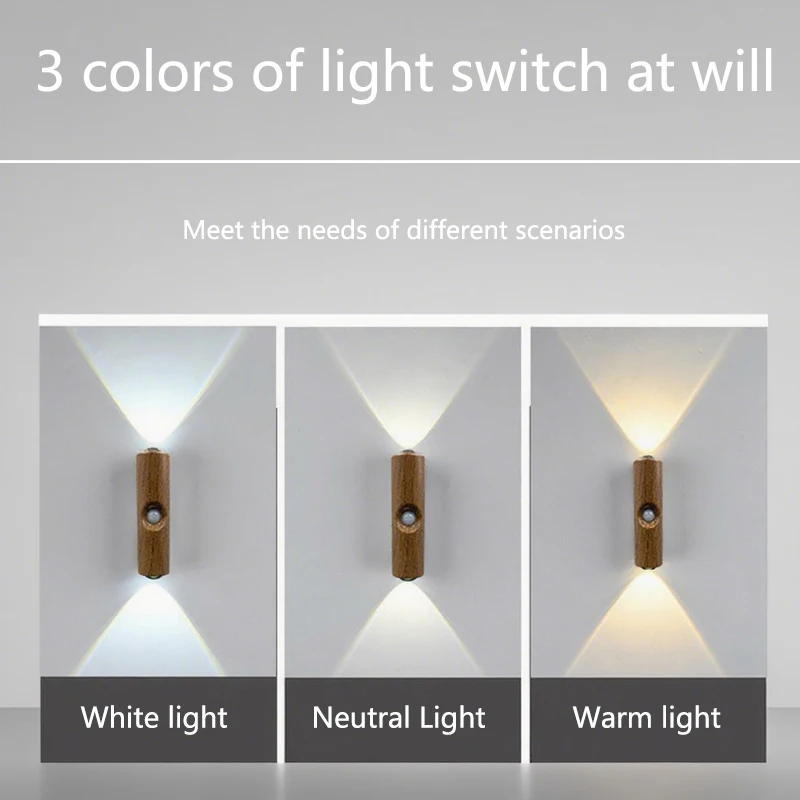 3/7 Colors Magnetic LED Motion Sensor Night Light  Rechargeable Cabinet Light Wall Light for Hallway Kitchen Closet