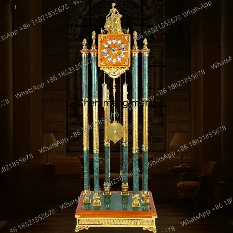 European floor clock Chinese solid wood standing clock retro light luxury modern villa living room