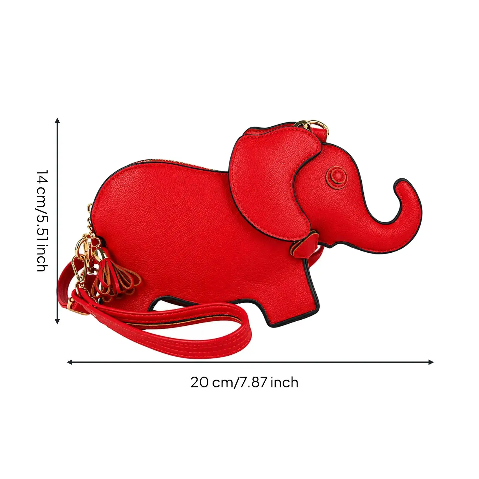 Cartoon Elephant Shoulder Bag PU Leather Cute Crossbody Purse for Girls Kids Casual Outing Travel Party