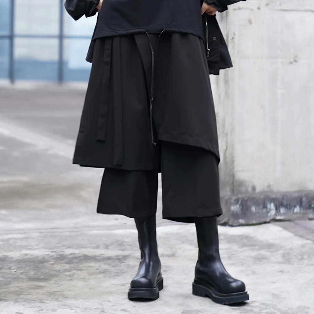 XS-5XL Summer Unisex Patchwork Skirt Pants American Retro Fashion Trend High Street Breathable Casual Gender-Neutral Bottoms