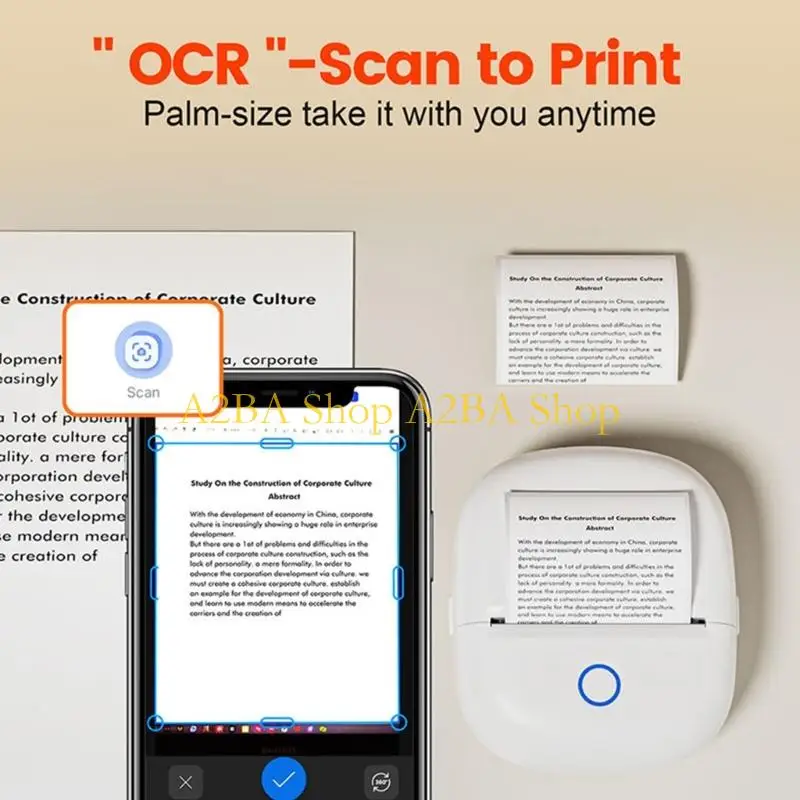 

A2BA Compactly Bluetooth-compatible Cordless Printer For Household Use Clear Printing On Various Materials No Cartridge