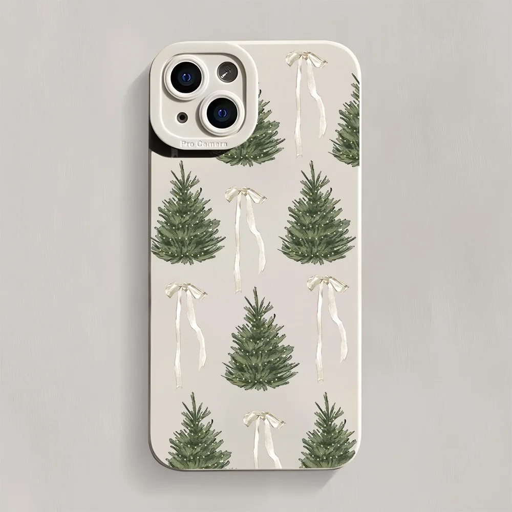 Christmas Tree Bow Design Phone Case For iPhone 17 Pro Max 16 15 14 13 12 11 XS X XR 7 8 Plus 16E 17 Air Shockproof Bumper Cover