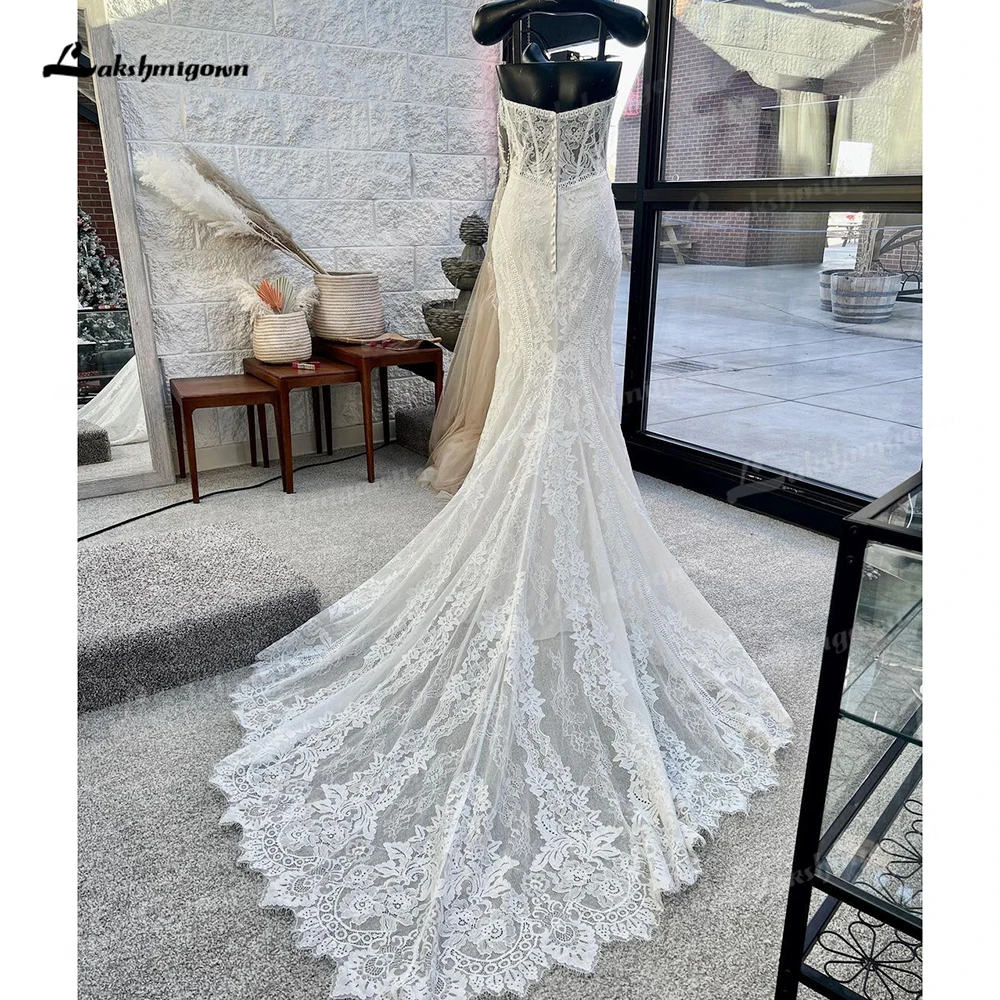 Bohemian ชุดราตรีชุดเดรสเมอร์เมด2022ยาวอย่างเป็นทางการ Beach เจ้าสาว Gowns Custom Made Court รถไฟ Robe Mariage Femme