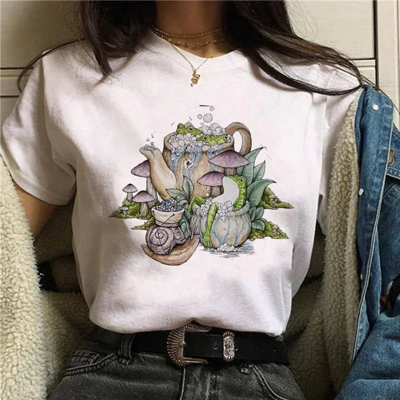 Leisure Academy Style Cartoon Frog T-shirt Spring Summer Leisure Large Women's T-shirt Ulzzang Harajuku Fashion Versatile Short