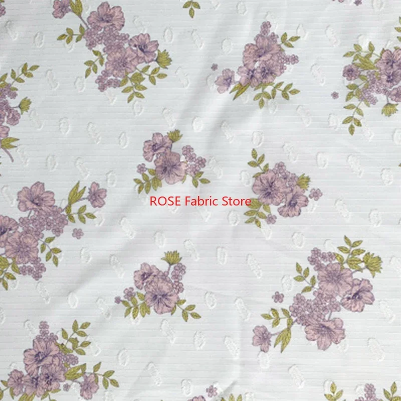 블라우스, 레이스 탑, 봄 드레스, 비치 드레스용 화려한 꽃 패턴 스트라이프 자카드 쉬폰 원단