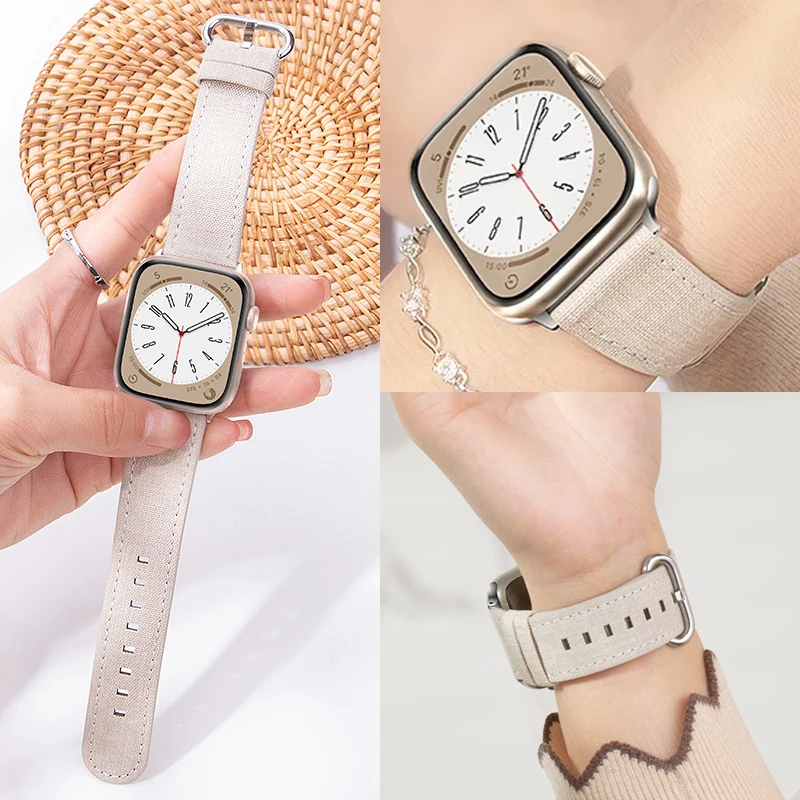 Correa de lona impermeable para Apple Watch Band 49mm 46mm 44 45mm Correa pulsera de tela para Iwatch Series 11 10 9 8 7 SE 6 Ultra 3