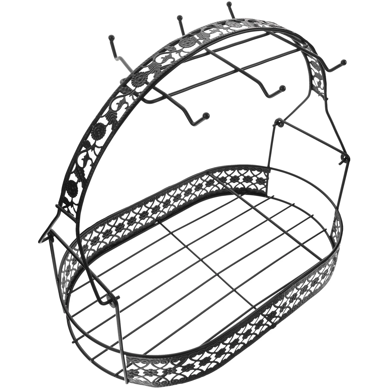 

Железная подставка для чашек с 6 крючками, минималистичный настенный органайзер для чашек с подносом для кофе, чая, кружки, корзина для хранения, кухня