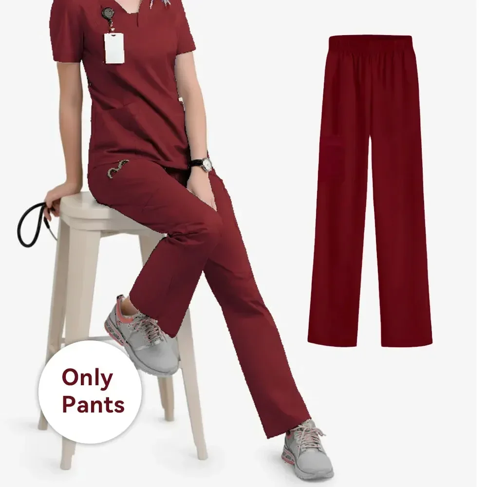 Uniforme Cirúrgico para Mulheres, Calças Esfrega, Calças Enfermeira, Vestuário de Salão de Beleza, Calças Esfrega Clínicas, Terno Spa Médico Enfermagem Túnica