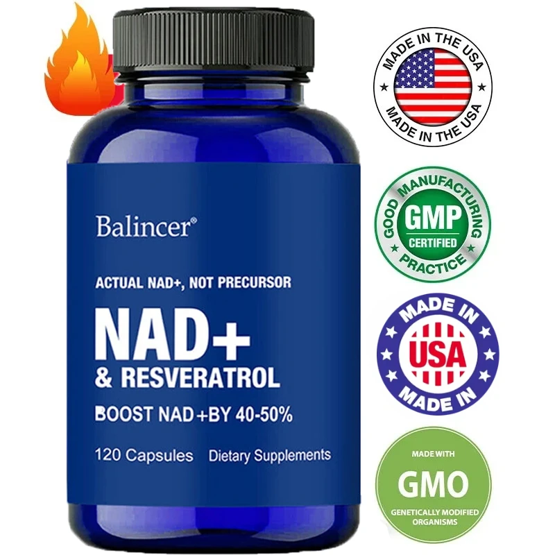 Optimized NAD+ and Resveratrol Supplement To Help Support Cell Regeneration, Natural Energy, Focus and Memory