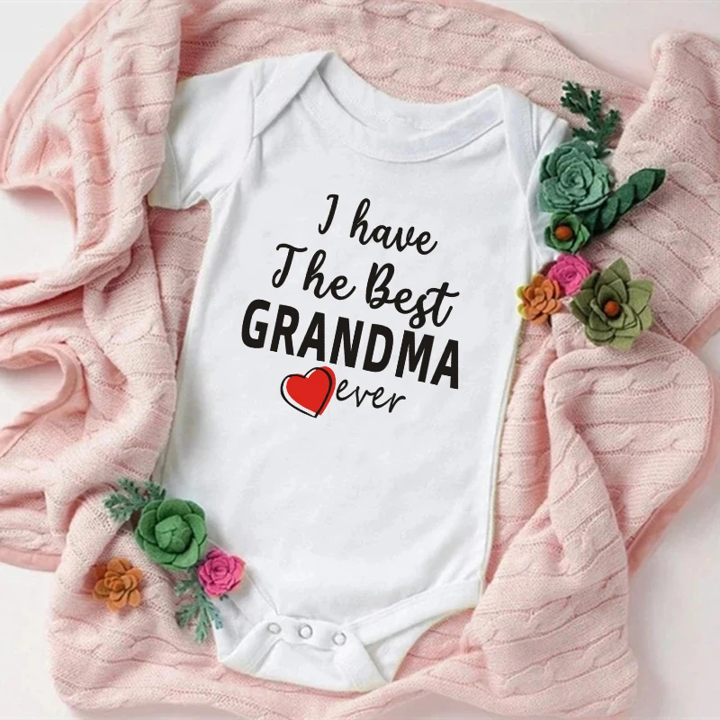 

I Have The Best Grandma Ever Baby Bodysuit Summer Cotton Infant Short Sleeve Jumpsuit Newborn Romper Clothes