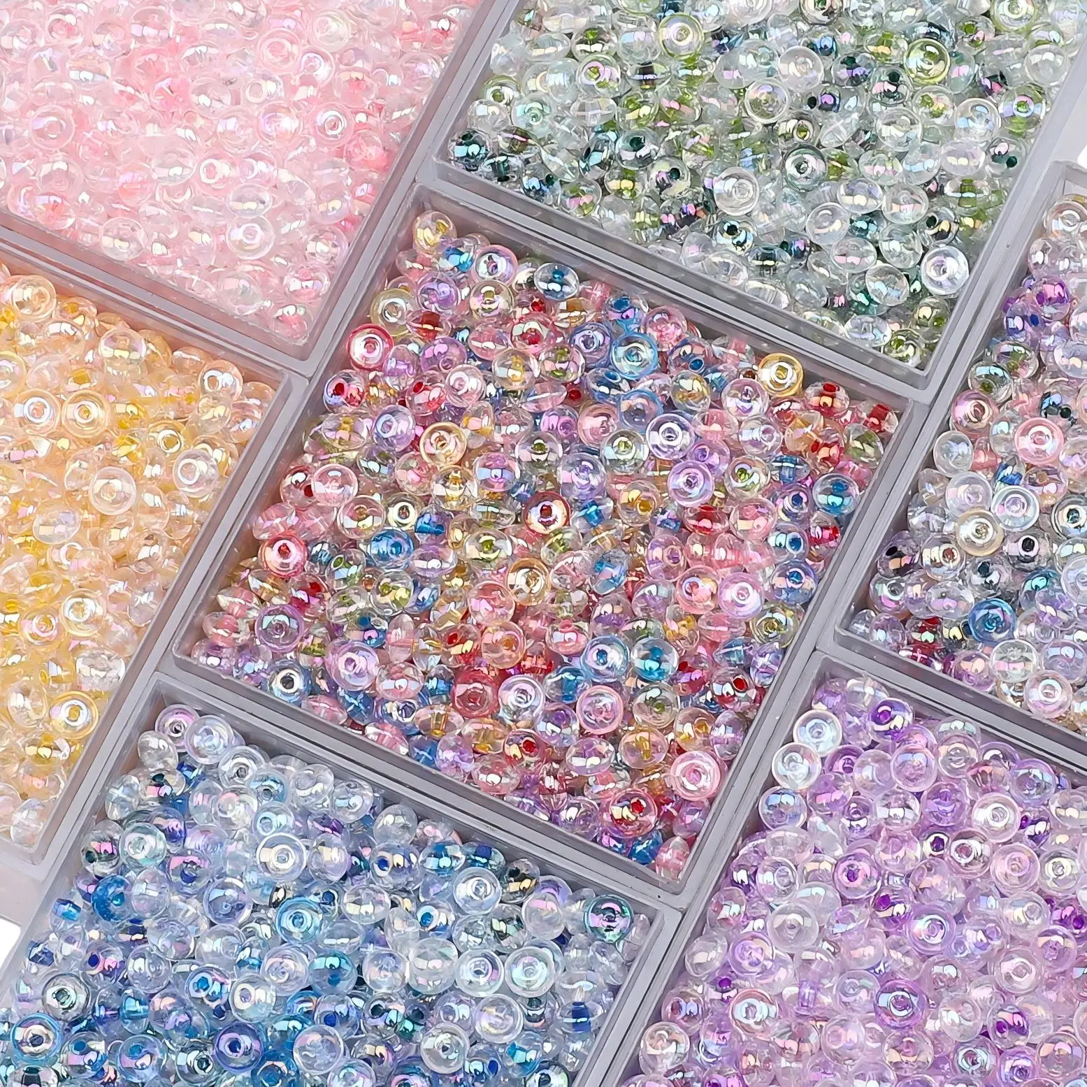 150Pcs 4x2mm Core‑dyed Glass Abacus Beads Mixed Color Flat Round Spacer Beads for Bracelet Necklace DIY Jewelry Making Supplies
