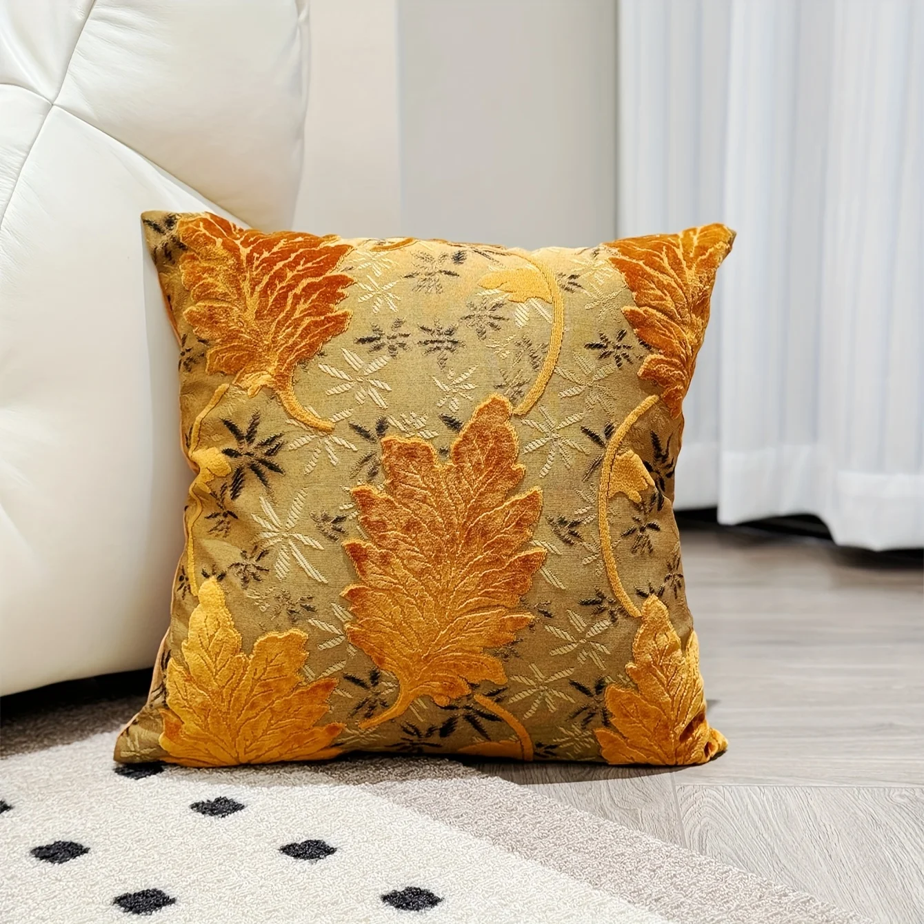 Doppelseitiger Herbst-Ahornblatt-Kissenbezug Rustikaler Orangefarbener Botanischer Druck Dekorativer Kissenbezug für Sofa Couch Heimdekoration