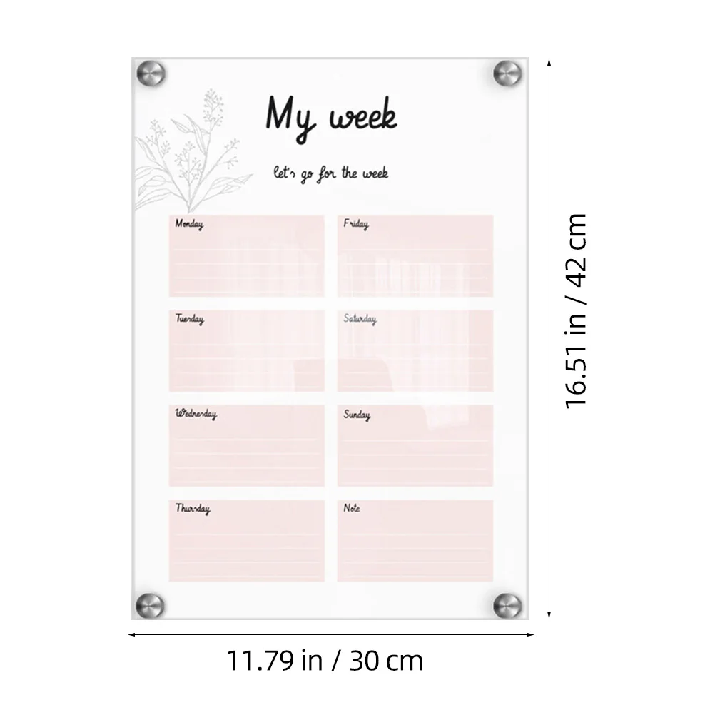 

1Set Acrylic Message Board Wall Mounted Writing Surface Clear Hanging Sign for Home Cafe Office Decorative Planning Board