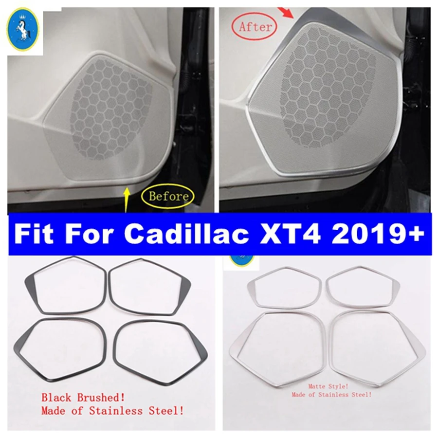 

Stainless Car Inner Door Stereo Speaker Audio Sound Loudspeaker Decor Frame Accessories Cover Trim For Cadillac XT4 2019 - 2022