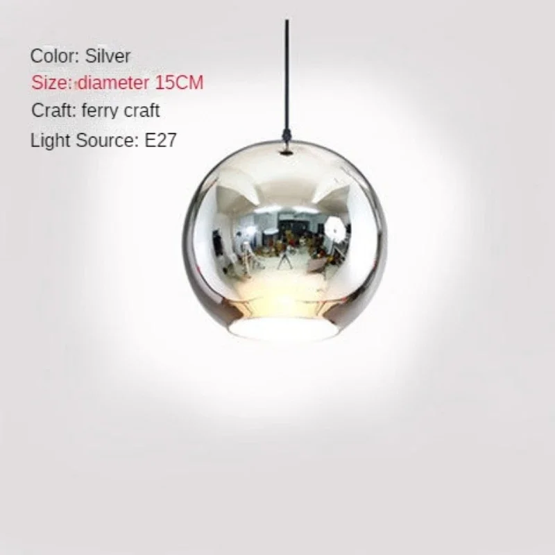 2026 Minimalist Single-Head Mirrored Chrome Ball Glass Round Pendant Light Nordic Decor for Dining Table Bar and Restaurant - view 5