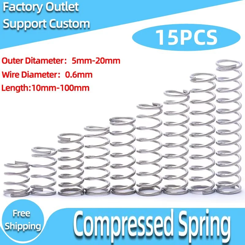 15PCS Wire Diameter 0.6mm Spring Steel Compression Spring Y-Type Rotor Return Spring Compressed Spring Length 10-100MM