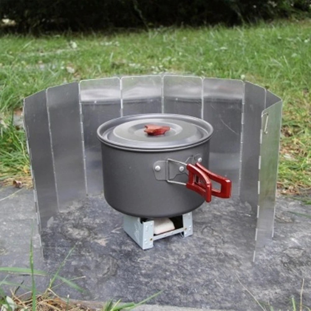 6-16 Plates Foldable Gas Stove Windshield Outdoor Camping Cooking Burner Windproof Screen Aluminium Alloy Stove Wind Shield