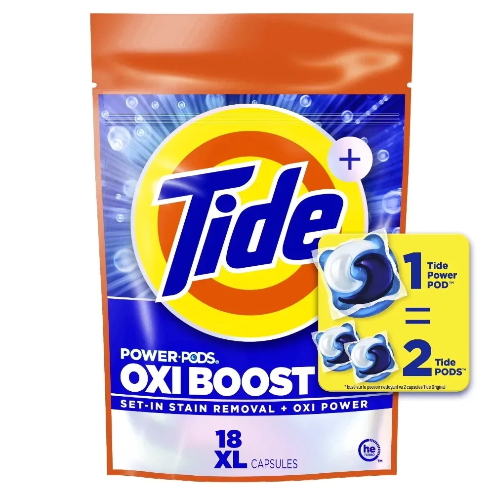 Oxi Boost Power PODS with Stain Remover and Oxi Power Laundry Detergent Pacs, 18 Count