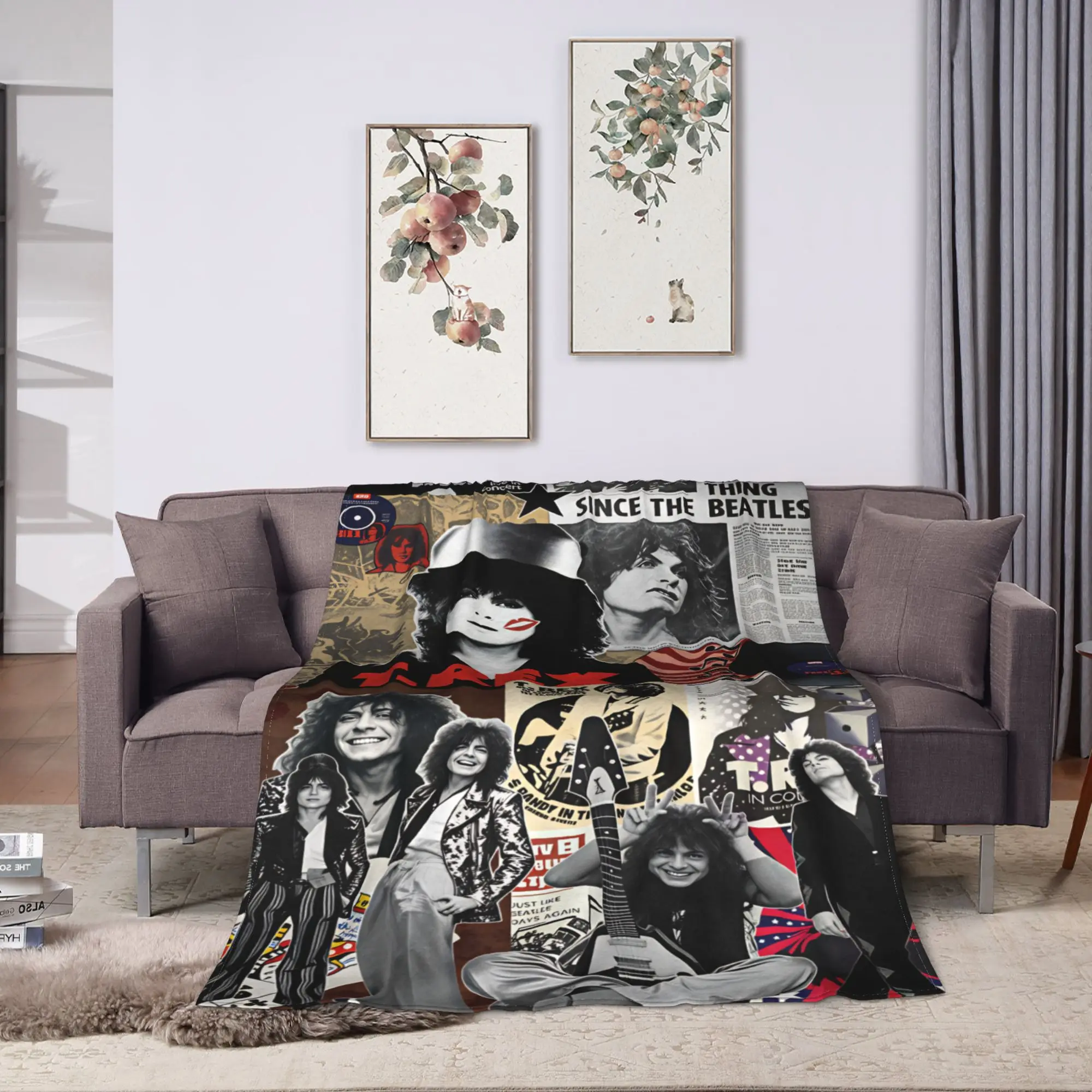 Mark Bolan T-REX Warm Soft Blanket  Travel Office Plush Throw Blanket Funny Home Decor Flannel Bedspread Sofa Bed Cover