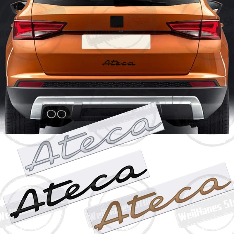 Metal Ateca Rear Letter Badge 3D Emblem Chrome Logo Glossy Black Silver Copper Accessories Sticker