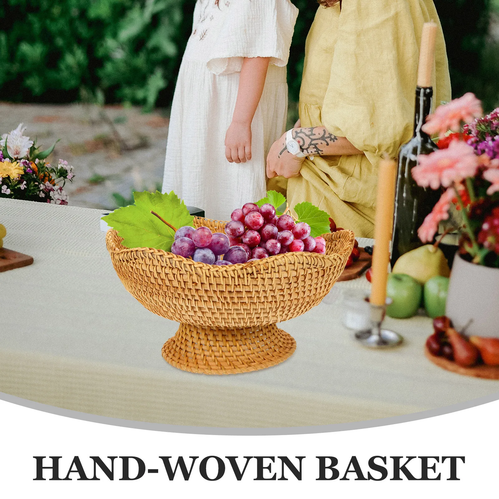 

Small Round Rattan Woven Basket Key Storage Organizer for Desktop Entryway Table Fruit Snacks Storage Small Woven Basket