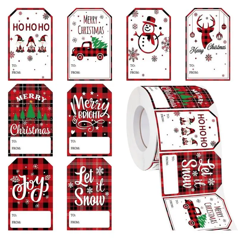 Christmas Tag Stickers Paper Self-Adhesive Waterproof Packing Tags For Christmas Multifunctional Packing Labels 500X Name Tags