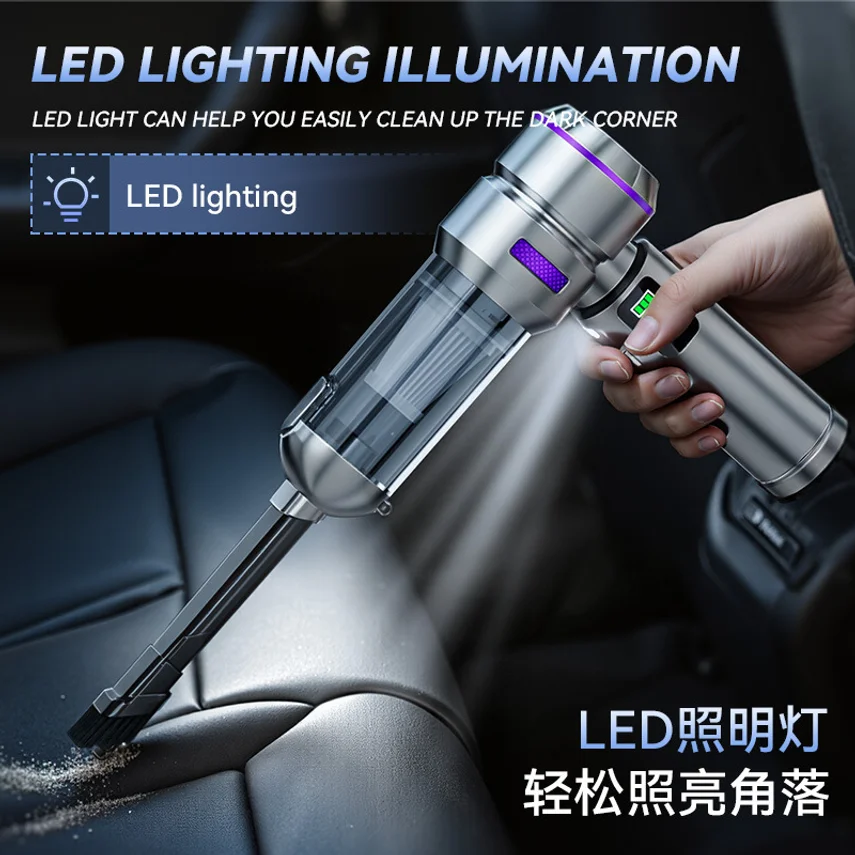 Car-mounted Dual-use Vacuum Cleaner, Brushless High-power Dust Remover And Inflator With Digital Display