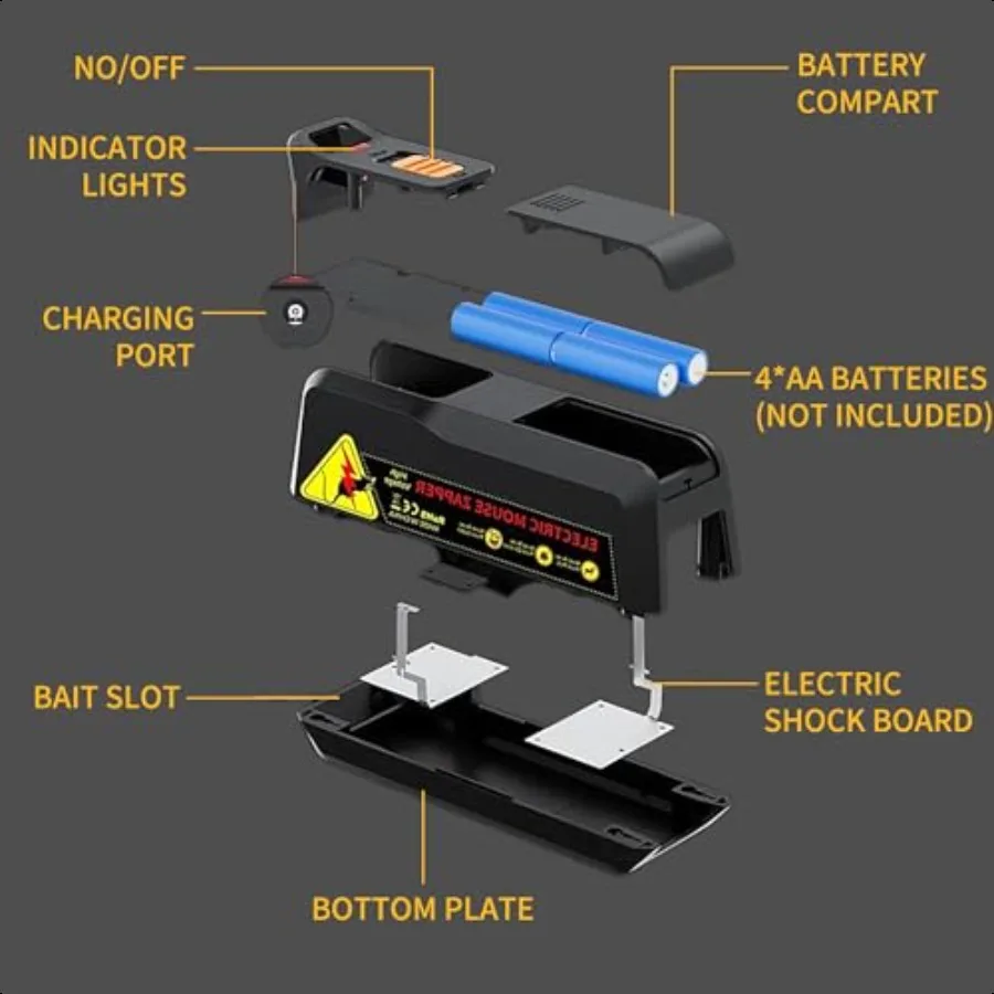 Electric Mouse Trap lndoor Reusable Humane Trap with Ant Escape Design Rodent Zapper Strong Voltage Efective for Mice in Living