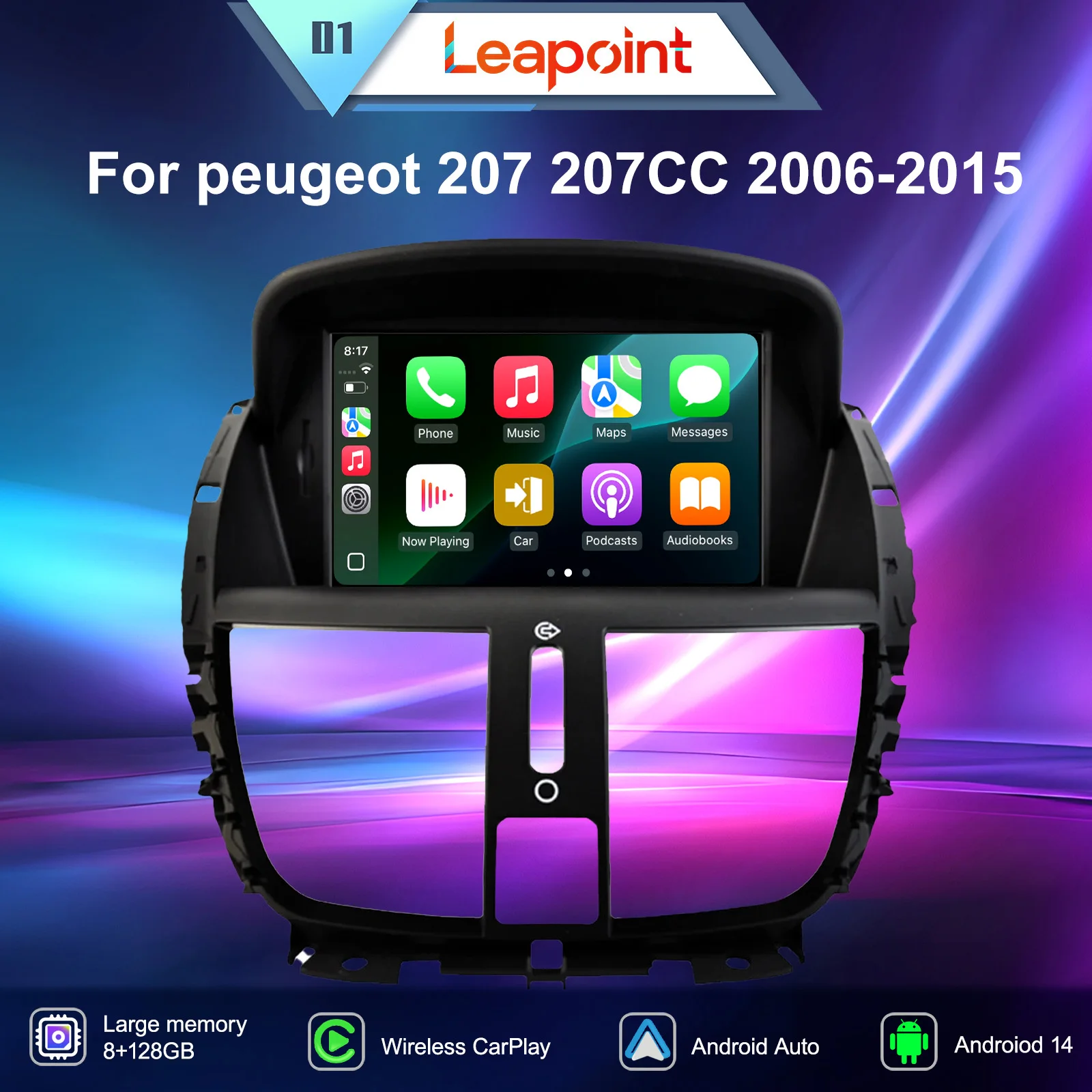 

Leapoint Wireless CarPlay Android 14 Auto Radio For Peugeot 207 207CC 2006-2015 4G WIFI DSP Car Multimedia Player Navigation