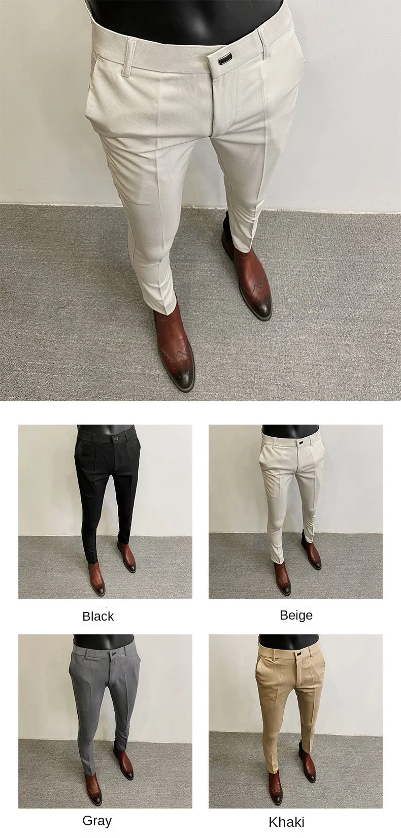 Männer Anzug Hosen Formale Hosen Pantalone Hombre Stretch Schlank Einfarbig Casual Kleid Volle Länge Hosen Mode Neue Männer Kleidung – Detail 2