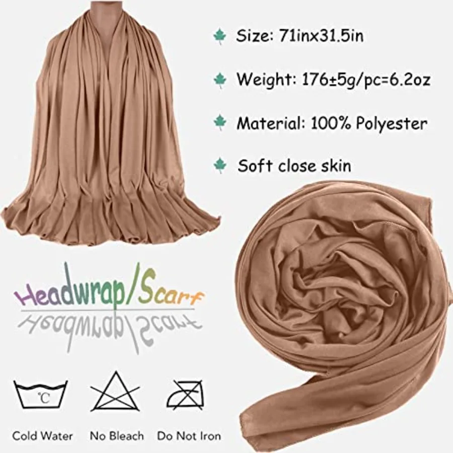 ZRQ 5 Pieces Headwraps for Women Stretch Jersey Turbans Scarf Soft Urban Hijab Solid Color Multicolor Combination African Headw - view 3