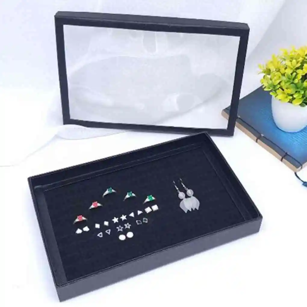 صندوق تخزين المجوهرات الورقية المقاوم للغبار وبطانة إسفنجية مستطيلة واقية 100 فتحة منظم حامل عرض القرط #5