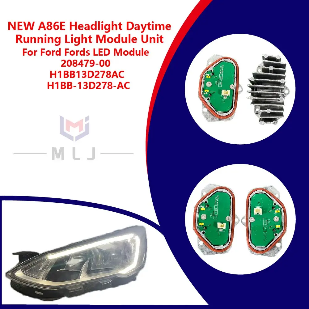 H1BB13D278AC For Ford Fiesta MK8 2017-2021 Focus MK4 2019-2021 Transit Custom Puma White Headlight DRL Module Car Accessories