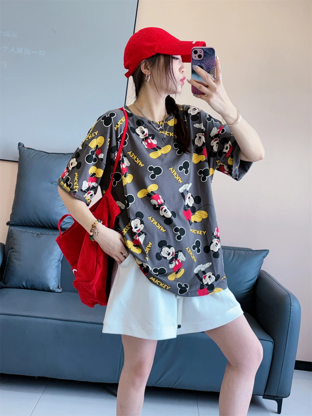 Verão novo algodão de manga curta camiseta feminina design sentido impressão dos desenhos animados médio e longo de manga curta camiseta branca