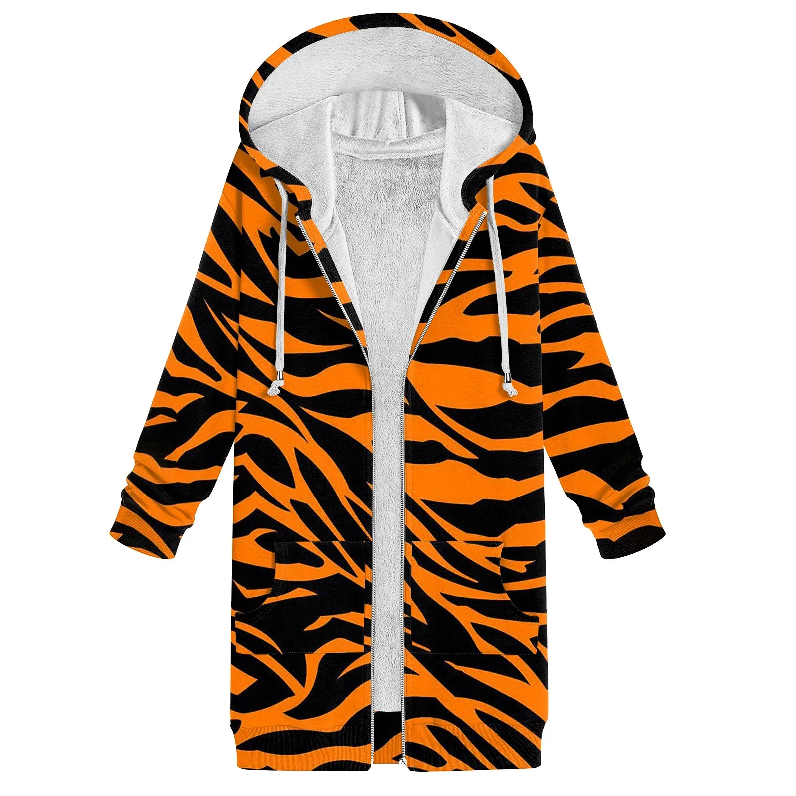 女性用長袖スポーツパーカー、ポケット付きカジュアルストライププリントトップス、ジッパーパーカー、秋冬ファッション